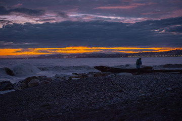 Canvas Print - South of France, Cote d'Azur, Nice city, sunset after a storm