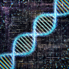 DNA concept on electronics background