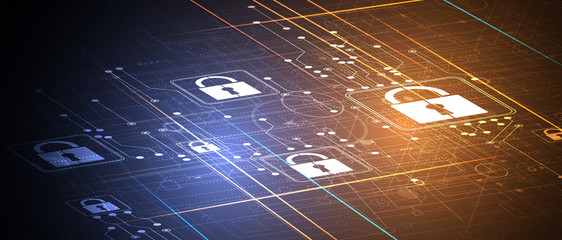 Cybersecurity and information or network protection. Future technology web services for business and internet project