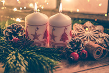 2 Nd Advent Christmas Decoration With Candle