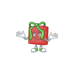 Poster - Super Cool Grinning red gift box mascot cartoon style