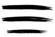 Vector Set of three large and long brush strokes with black artistic ink. Hand drawn illustration isolated on white