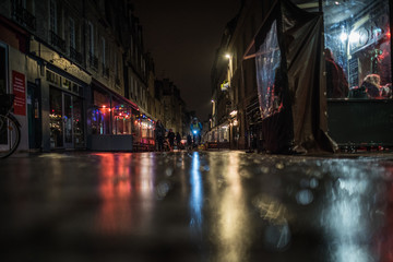 Canvas Print - The night streets of the French city of Caen