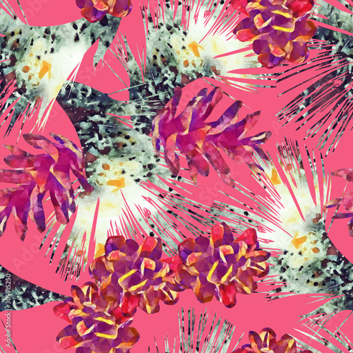Cone and fir, seamless pattern.