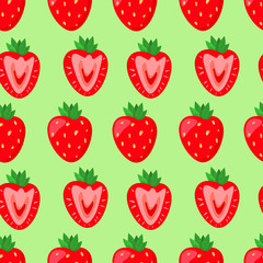 Wall Mural - Vector red cuty strawberry pattern