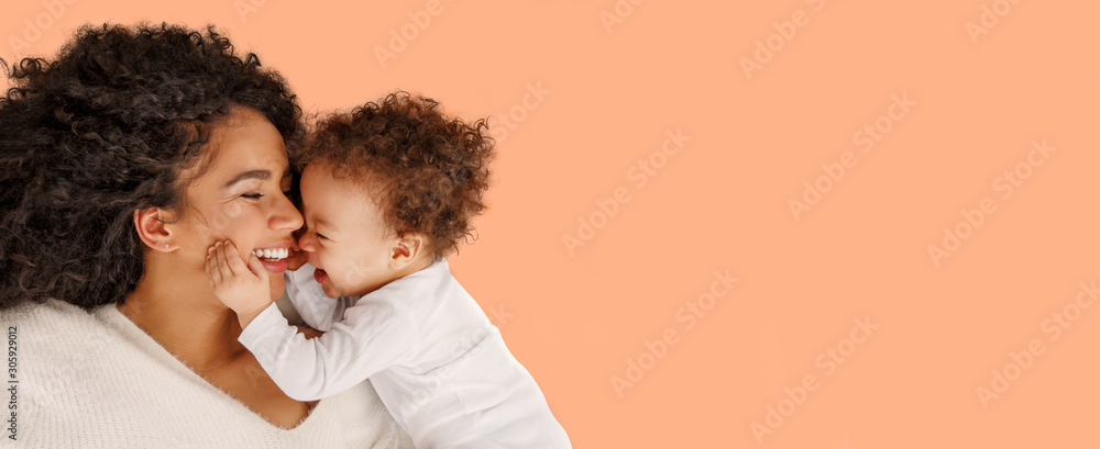 Love of a mother and baby. Family at home. Lifestyle - obrazy, fototapety, plakaty 