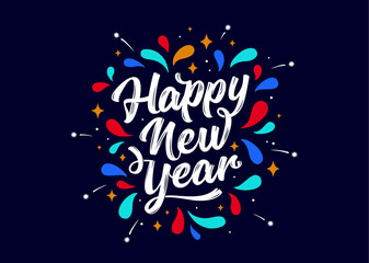 happy new year. lettering text for happy new year