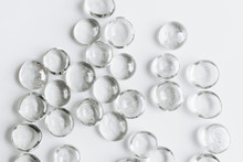 Scattered Crystals On White Background, Beautiful Gems