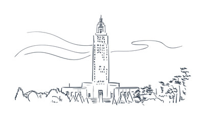 Baton Rouge Louisiana usa America vector sketch city illustration line art