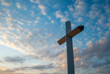 Fototapeta Tulipany - Large cross with blue evening sky