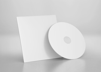 Wall Mural - White CD-DVD Compact Disk Mockup, 3d Rendered on Light Gray Background