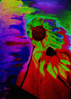 Abstract colorful flower. Digital painting, oil on canvas