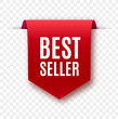 © ket4up - Best seller red ribbon isolated. Vector 3d labels.
