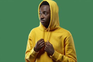 Wall Mural - young black man in yellow hoodie