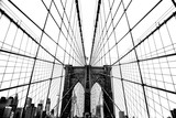 Fototapeta Most - Black and white Perspective of Brooklyn Bridge - New York