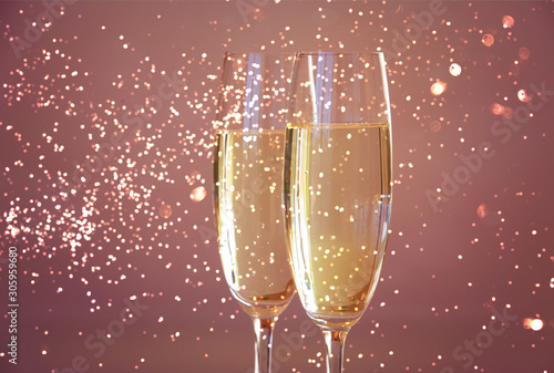 Cuadros en Lienzo Happy New Year champagne glasses