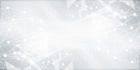 gray halftone pattern with white line motion and network connection backdrop wallpaper. clean grey g