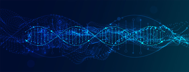 Science template, abstract background with a DNA molecules. Vector illustration.