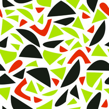 Seamless Vector Pattern Texture. Green, Black And Orange African Wallpaper Design On White Background.