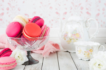 Wall Mural - Collection of pink macarons