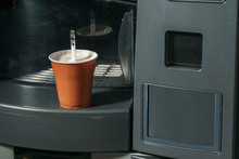 Coffee From A Vending Machine In A Plastic Cup