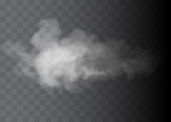 Fog or smoke isolated transparent special effect. White vector cloudiness, mist or smog background. Vector illustration