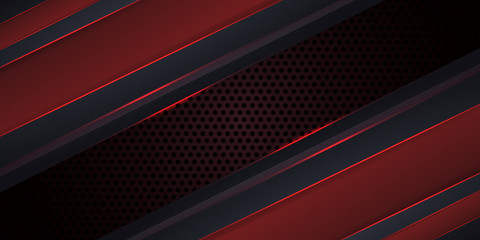 Wall Mural - Carbon fiber dark red background with red luminous lines and highlights. Futuristic luxury modern technology background. Vector illustration EPS10.