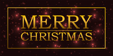 Merry Christmas - New Year. Shining Background With Snowflakes On A Burgundy Background. Christmas Banner With Golden Letters And Frame. Vector Illustration.
