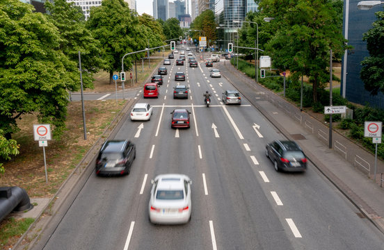 city traffic in frankfurt am main, germany