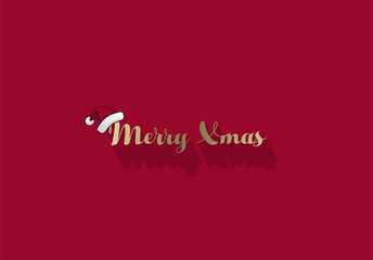 Wall Mural - Red Christmas vector background with shadow and Christmas hat.