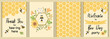 Bee party template set Bee baby shower invitations Cute kids party event Sweet honey bee flowers vector elements