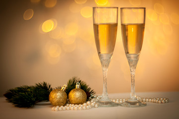 two glasses of champagne and decoration