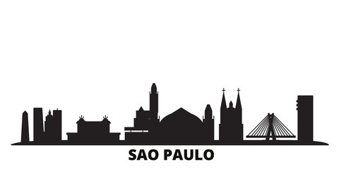 Wall Mural - Brazil, Sao Paulo city skyline isolated vector illustration. Brazil, Sao Paulo travel cityscape with landmarks