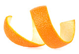 Fototapeta  - Peel of ripe orange isolated on white background. Orange zest spiral.