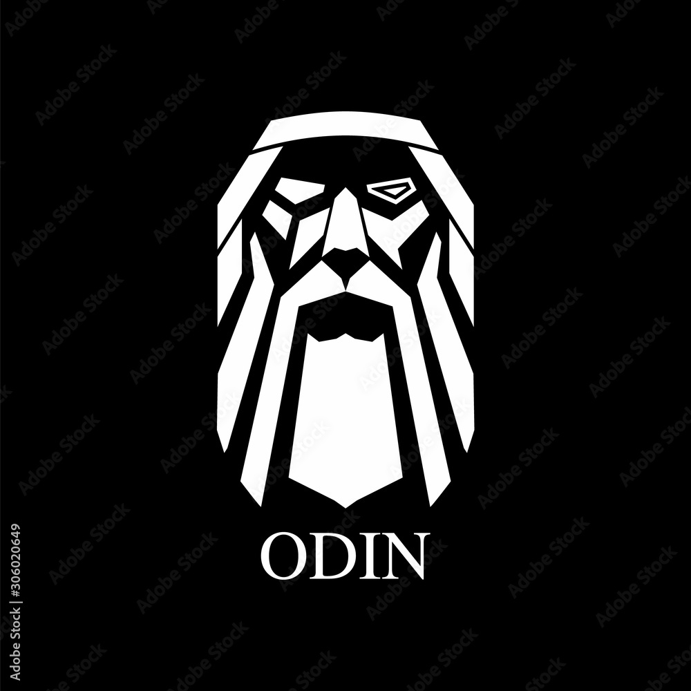 Odin with modern line art style logo design in black and white. Hipster vector technology logo template - obrazy, fototapety, plakaty 