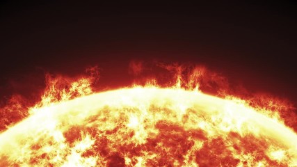 Wall Mural - Close up of the Sun burning brightly on a black background. Seamlessly loopable computer generated animation.