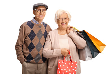 Sticker - Elderly couple with shopping bags