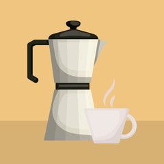 Poster - Coffee kettle and cup vector design