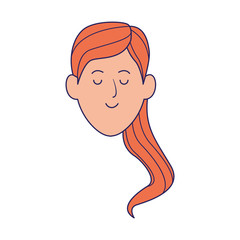 Canvas Print - cartoon woman face with hair tail icon