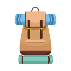 Wall Mural - camping backpack with sleeping bags icon