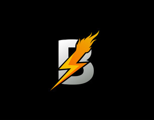 Fire Flash B Letter Logo Icon