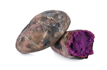 Wall Mural - grilled sweet purple potato or purple yam isolated on white background.