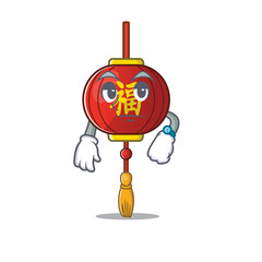 Sticker - Waiting asian lantern on cartoon character mascot design