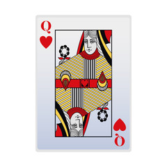 queen of hearts card icon, flat design