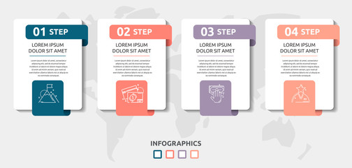 Vector infographic flat template. Rectangles for four diagrams, graph, flowchart, timeline, marketing, presentation. Business concept with 4 labels