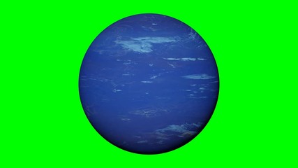 Wall Mural - planet Neptune rotating, solar system object in outer space isolated on green screen background, 4k loop