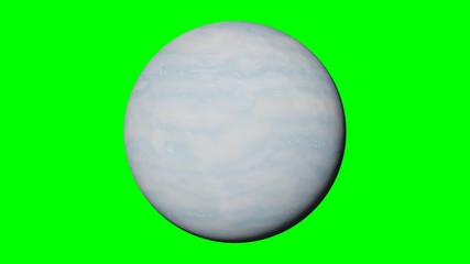 Wall Mural - planet Uranus rotating, solar system object in outer space isolated on green screen background, 4k loop