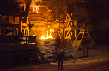 Wall Mural - steel production in electric furnaces