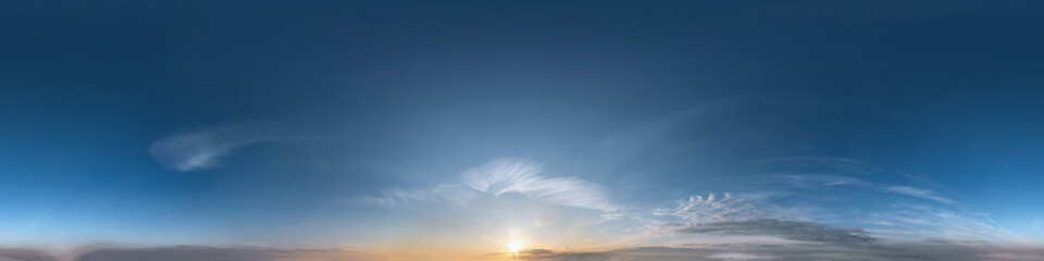 Wall Mural - dark blue sky before sunset with beautiful awesome clouds. seamless hdri panorama 360 degrees angle 