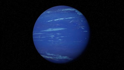 Wall Mural - planet Neptune rotating in space, blue gas giant world in front of the stars, 4k loop